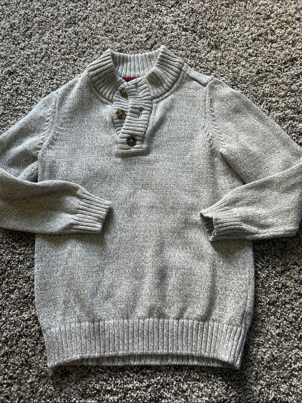 Carter's Gray Button-Placket Crewneck Sweater